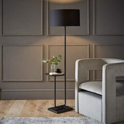 Valuelights Tavel Matte Black Floor Lamp With Table And Black Shade - thumbnail 3