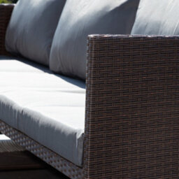 Aleria Left Hand Facing Rattan Corner Sofa And Table - Grey - thumbnail 5