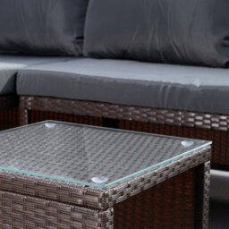 Aleria Left Hand Facing Rattan Corner Sofa And Table - Grey - thumbnail 7