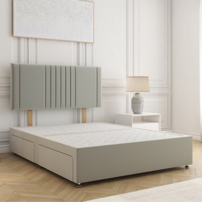 Bsspoke Monaco Divan Bed Silver Plush Velvet 24Inch Headboard & 2 Drawers Same Side No Mattress In Single Double 4Ft 5Ft 6Ft - image 1