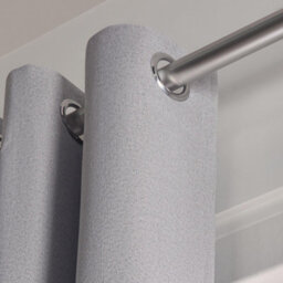 "Ohs Woven Texture Pair Of Eyelet Curtains, Silver - 66 X 90""" - thumbnail 4