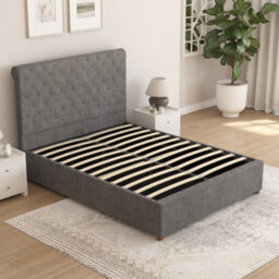 Aspire Taylor Ottoman Bed Frame, Plush Velvet Steel, Double - thumbnail 4