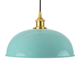 Duck Egg Blue Worcester Painted Dome Pendant Light With Polished Brass Lamp Holder And Black Round Cable - Se Home