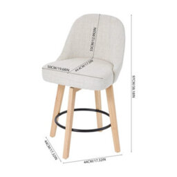 Set Of 2 Modern Swivel Bar Stools, Chenille Upholstered Bar Chairs With Backrest Beige - thumbnail 2