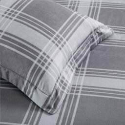 Aspire Homeware Printed Microfiber Duvet Cover Set, Grey Check Reversible, Single, (L)200Cm X (W)135Cm - thumbnail 4