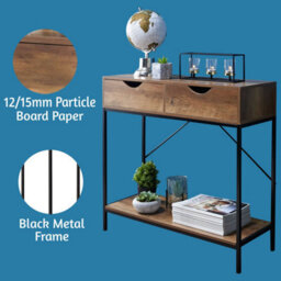 Console Table 2 Drawer Wooden Shelf Hallway Storage Side Furniture Bedroom - thumbnail 3