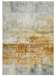 Modern Rug, Anti-Slip Rug For Bedroom, & Living Room, Abstract Rug, 9mm Thick Ivory Gold Modern Rug-120Cm X 180Cm