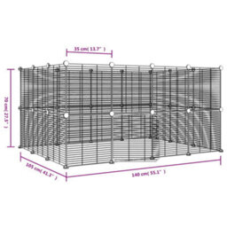 Walplus 28-Panel Pet Cage With Door Black 35X35 Cm Steel - thumbnail 4
