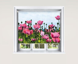 Lister Cartwright Blackout Roller Blind Pink Poppy Field Roller Blinds ( 180 Cm Width X 140 Cm Drop)
