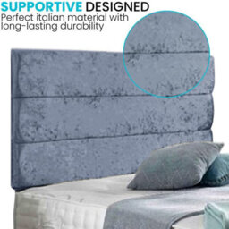 Dining Tables Divan Bed With Matching Headboard & Pocket Sprung Memory Foam Mattress, 2 Drawers (Same Side) - Double - Denim Cruhsed Velvet - thumbnail 3