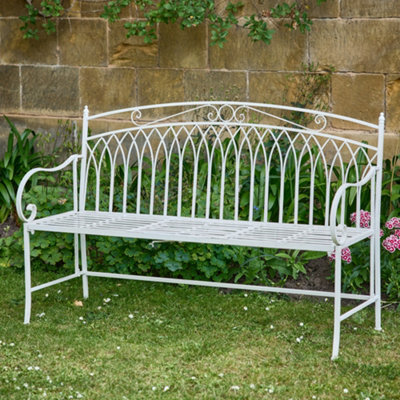 Dibor Vintage Large Cream Arched Outdoor Garden Furniture Bench With Table - image 1