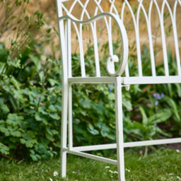 Dibor Vintage Large Cream Arched Outdoor Garden Furniture Bench With Table - thumbnail 5