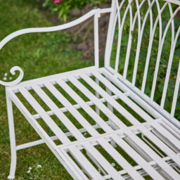 Dibor Vintage Large Cream Arched Outdoor Garden Furniture Bench With Table - thumbnail 3