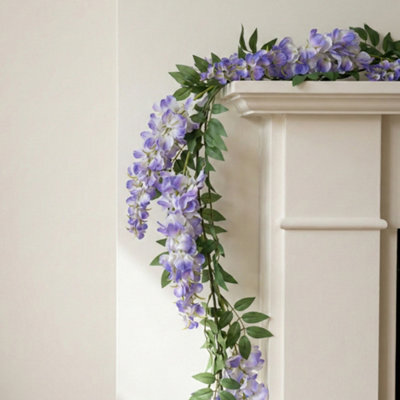 Candlelight 1800mm Floral Unlit Garland - Green & Lilac - image 1