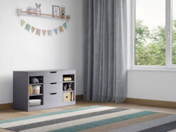 Flair Charlie Drawer Unit With Shelves And 3 Drawers, Grey - thumbnail 2