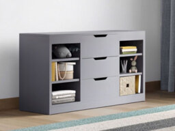 Flair Charlie Drawer Unit With Shelves And 3 Drawers, Grey - thumbnail 1