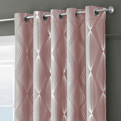 Velosso Onyx Thermal Blackout Ready Made Eyelet Curtains - Blush Pink