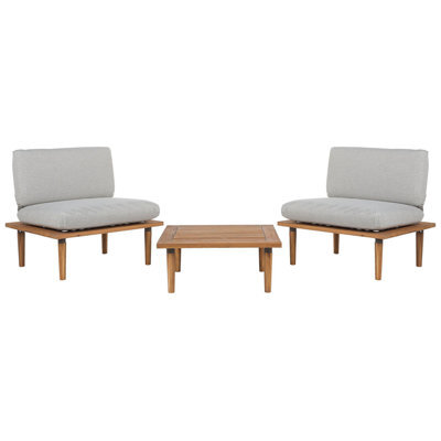 Beliani Garden Lounge Set With Table 2 Seater Frascati Modular Certified Acacia Wood Light Grey - image 1