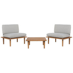 Beliani Garden Lounge Set With Table 2 Seater Frascati Modular Certified Acacia Wood Light Grey - thumbnail 1