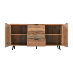 Sideboard Storage Cupboard With Adjustable Shelves And 3 Drawers, Vintage Brown - thumbnail 6