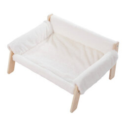 Thehotsale Wooden Frame Pet Sofa With Removable Cover 56Cm W X 45Cm D X 27Cm H, White - thumbnail 2