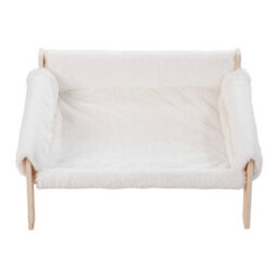 Thehotsale Wooden Frame Pet Sofa With Removable Cover 56Cm W X 45Cm D X 27Cm H, White - thumbnail 1