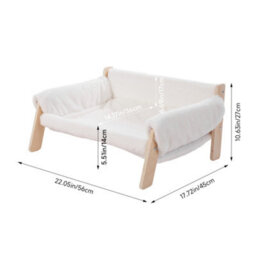 Thehotsale Wooden Frame Pet Sofa With Removable Cover 56Cm W X 45Cm D X 27Cm H, White - thumbnail 5