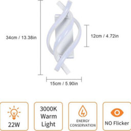 Led Wall Lamp 22W Acrylic Modern Indoor Wall Light Bedroom Creative Sconce 3000K - thumbnail 2