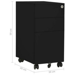 Vidaxl Mobile File Cabinet Black 30X45X59 Cm Steel - thumbnail 3