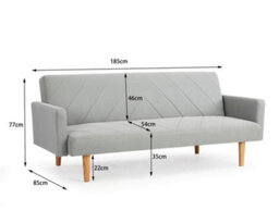 Home Detail Ryan 3 Seater Fabric Chevron Design Wooden Leg Frame Clic-Clac Sofabed, Light Grey - thumbnail 3