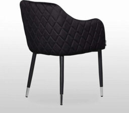 Life Interiors Set Of 4 Black Verona Velvet Dining Chairs With Quilted Back & Black Legs - Modern Accent Chair With Silver Foot Tips - thumbnail 5