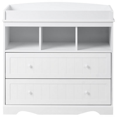 Wyld And Coco Littlenest White Changing Table Dresser With Shelves And Drawers - Compact Nursery Storage - image 1