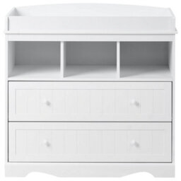 Wyld And Coco Littlenest White Changing Table Dresser With Shelves And Drawers - Compact Nursery Storage - thumbnail 1
