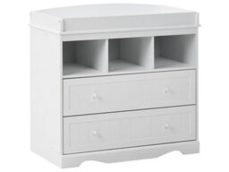 Wyld And Coco Littlenest White Changing Table Dresser With Shelves And Drawers - Compact Nursery Storage - thumbnail 3
