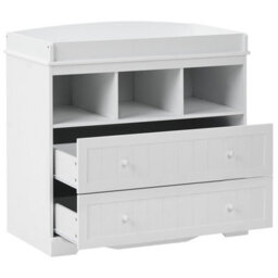 Wyld And Coco Littlenest White Changing Table Dresser With Shelves And Drawers - Compact Nursery Storage - thumbnail 5