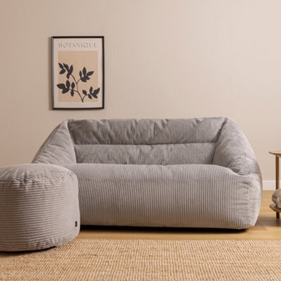 Icon Cecilia Jumbo Cord Sofa Bean Bag And Round Footstool, Grey - image 1