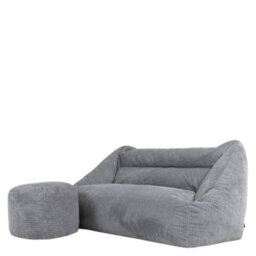 Icon Cecilia Jumbo Cord Sofa Bean Bag And Round Footstool, Grey - thumbnail 3