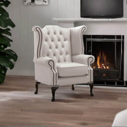 Chesterfield High Back Wing Chair Shelly Grove Leather Bespoke In Queen Anne Style - thumbnail 2