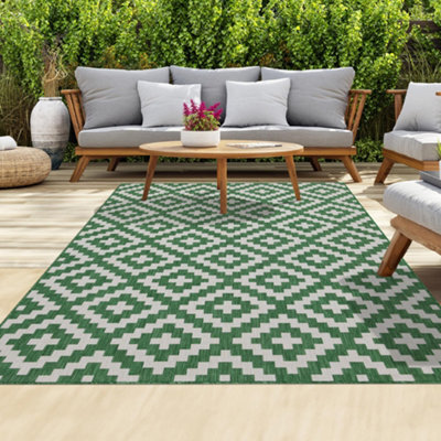 Homeart Outdoor Rugs Easy Cleaning Area Rugs For Balcony,garden,picnic,uv Weather Resistant Green Cream, 120 X 170 Cm - image 1