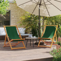 Berkfield Folding Beach Chairs 2 Pcs Green Fabric