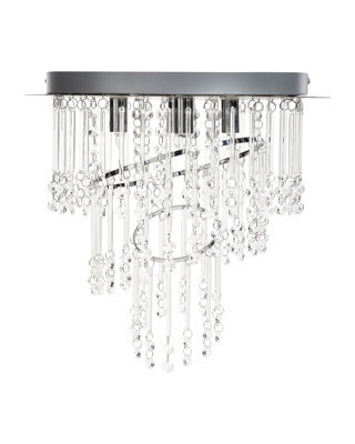 Wyld And Coco Glam Lighting Chandelier 35Cm Polished Chrome Frame With Clear Crystal Cascade Pendant - image 1