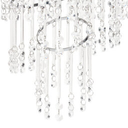 Wyld And Coco Glam Lighting Chandelier 35Cm Polished Chrome Frame With Clear Crystal Cascade Pendant - thumbnail 5