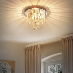 Wyld And Coco Glam Lighting Chandelier 35Cm Polished Chrome Frame With Clear Crystal Cascade Pendant - thumbnail 2