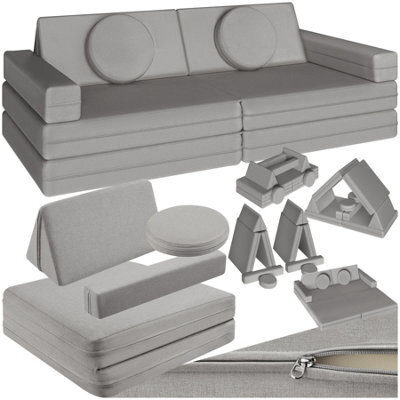 Tectake Kids Sofa Lilly - 8-Piece, Flexible Arrangement Play Sofa, Thick Padding, Removable Covers - 60 Centimetre Grey - image 1
