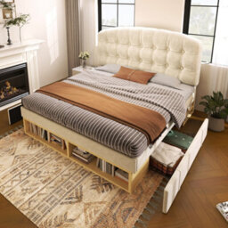 King Velvet Storage Bed With Drawers & Adjustable Headboard - thumbnail 7