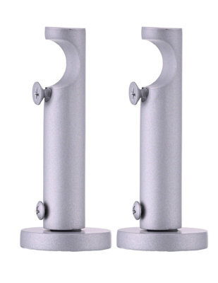 Lister Cartwright 19mm Curtain Pole Ends Brackets With Adjustable Screws Metal Finish (Pack Of 2)