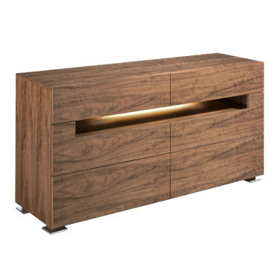 Angel Cerda Elegant Walnut Sideboard With Polished Steel And Led Lighting - image 1