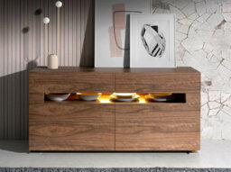 Angel Cerda Elegant Walnut Sideboard With Polished Steel And Led Lighting - thumbnail 2