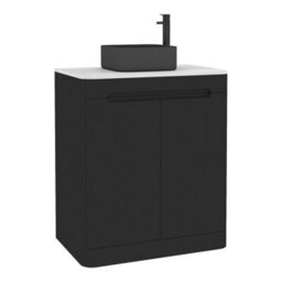 Royal Bathrooms Venice 700mm Matt Nocturne Black Freestanding Bathroom Countertop Vanity Unit 2 Door With Art Square Basin - thumbnail 7