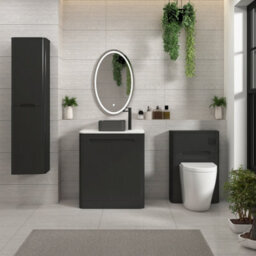 Royal Bathrooms Venice 700mm Matt Nocturne Black Freestanding Bathroom Countertop Vanity Unit 2 Door With Art Square Basin - thumbnail 4